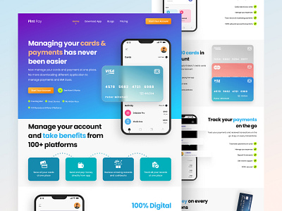 Cards Wallet App Landing Page dailyui design landing page ui ui ux design wallet app ui website design