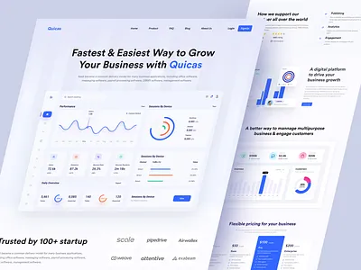 Quicas - SaaS Landing Page b2b branding business design illustration landingpage saas saas landing ui ux