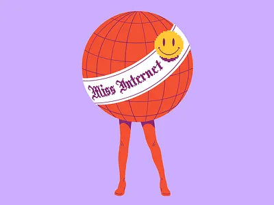 Miss Internet banner beauty character contest first place fun funny girl globe illustration legs miss miss internet pageant sexy winner woman world wide web