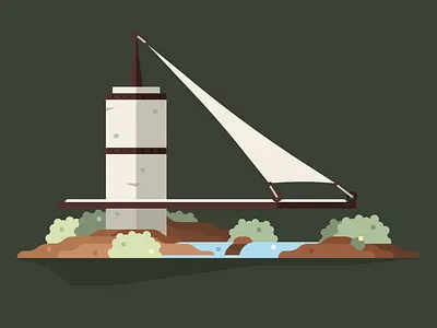 Sail Shelter architecture arizona desert design dwelling flat frank lloyd wright graphic design green house illustration print sail shelter sonoran stream water