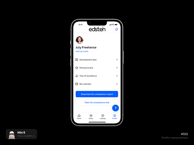 Profile blue design design app design case study e learning e learning design education education design lms mobile app mobile app design profile profile design profile in mobile app study design sudy ui ux white
