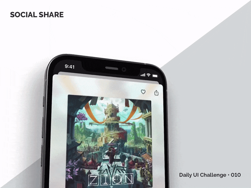 Social share • Daily UI 010 app daily ui challenge dailyui dailyui 010 dailyui challenge 010 ios mobile motion ui ui design