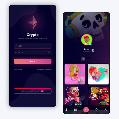 Crypto - Mobile app design login page mobile app ui ux