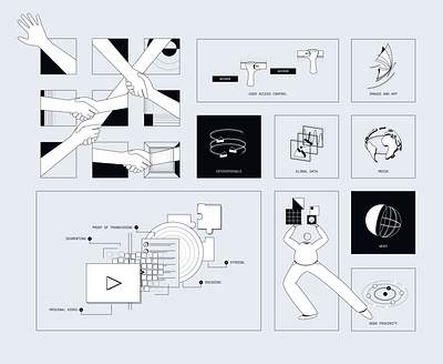 Website Graphics - Understanding A Blockchain-Based CDN adobe illustrator artwork blockchain branding community crypto decentralized digital art ethereum icon set illustration landing page line art nft svg ui vector web web design website graphics