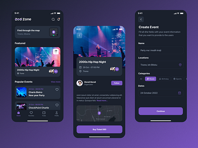 ZedZone Event Manager @design app design simple ui uiux