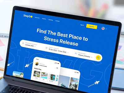 StayGo - Staycation & Hotel Booking Mockup View booking design destination hotel landing page mockup professional responsive design staycation tourism travel trip ui ui design ui kit web design