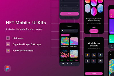 NFT Mobile UI Kit 3d animation app branding design graphic design illustration logo motion graphics ui vector