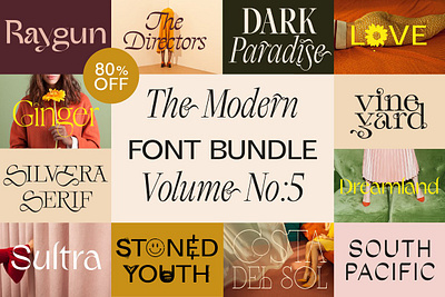 The Modern Font Bundle Vol.5 80% OFF 3d animation app branding design graphic design illustration logo motion graphics ui vector