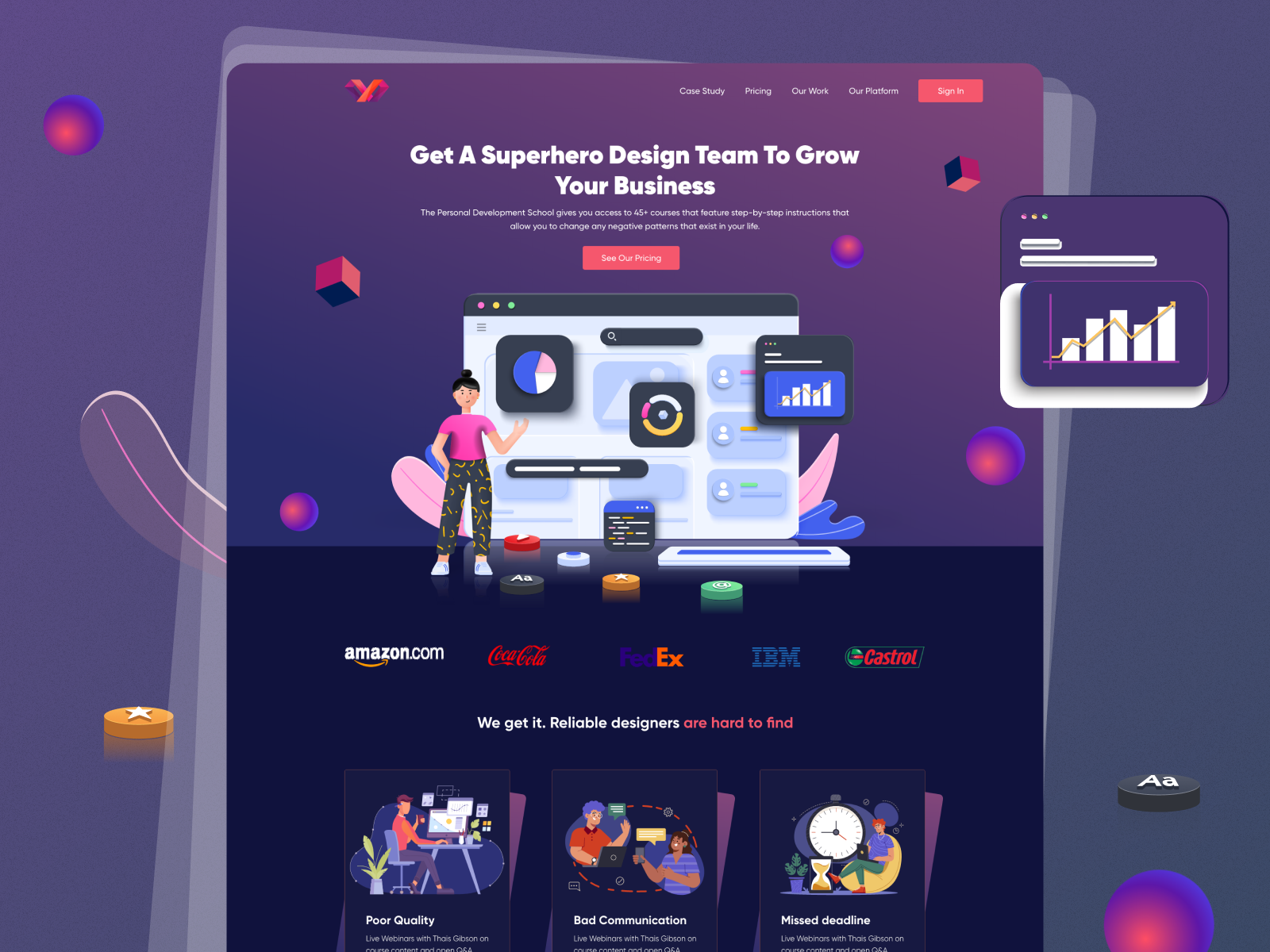 Example of Landing Page With Custom Illustration