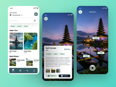 Virtual Tour Travel App android animation app bali booking branding clean design graphic design indonesia ios kit logo mobile travel ui ux vitual vr web