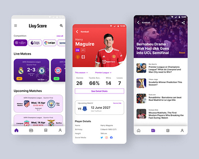 Livy Score - Live Score Football Apps championsleague dailyui design football mobile mobiledesign premierleague ucl ui uidaily uidesign uiux uiuxdesign uxdesign