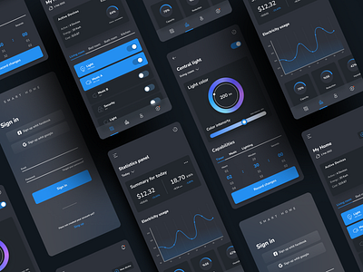 🟣 Smart Home App dark app dark design home home app home management home ui iot management mobile ui smart smart home smarthome ui ux