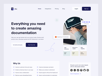 Create Product Docs Landing Page Design animation auto layout branding build documentation component design create documentation doc platform illustration landing page logo mobile product design product docs responsive design trending typography ui ux web design website