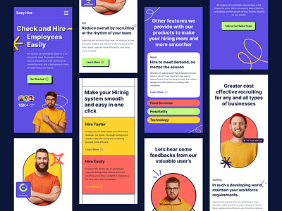 EasyHire Website Responsive Design employee hiring hr landing page mobile view responsive saas ui ui ux ui design ux uxdesign web design web ui website