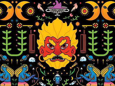 Bathara Kala character character design design folklore illustration lineart pattern vector vectorillustration