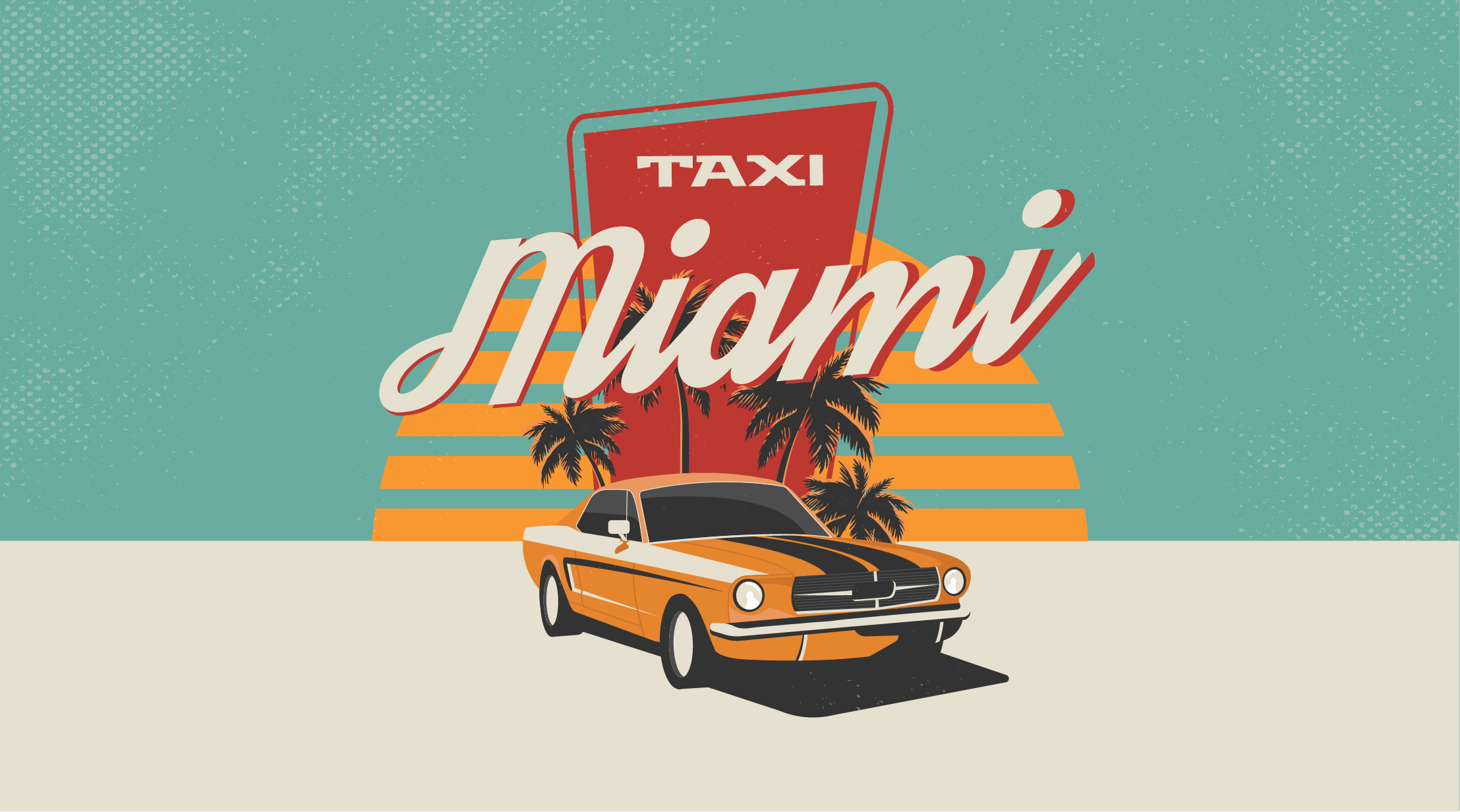 Example of Business card for taxi MIAMI in retro vintage style