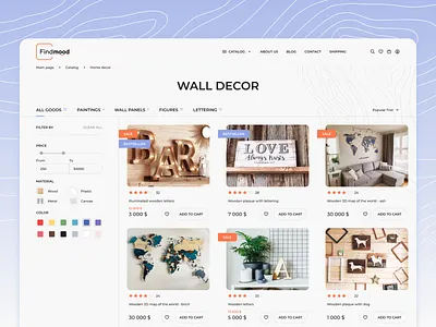 Catalog page for decor store catalog design e commerce interface minimal product card shop store ui ux web website wood