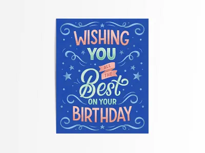 Wishing you all the best on your birthday card birthday card calligraphy card design greeting card hand drawn handlettering illustration lettering artist postcard typography