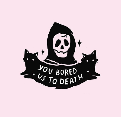 Bored to Death black bored boring cats death illustration tattoo