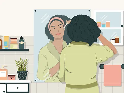 Skincare routine art design flat girl illustration illustrator routine skincare vector website