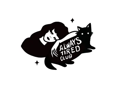 Always Tired Club black cat cats club girl tired
