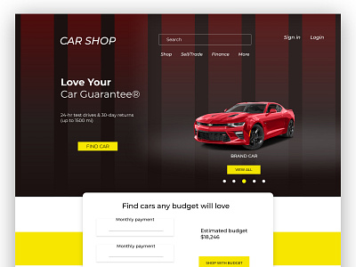 Car Shop landing page design,web design in adobe xd 2022 anik auto auto shop automobile car car news clean dealer home page landing page mechanic modern parts trend ui used car vehicle web website