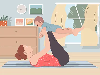 Yoga at home art design flat girl illustration illustrator vector website