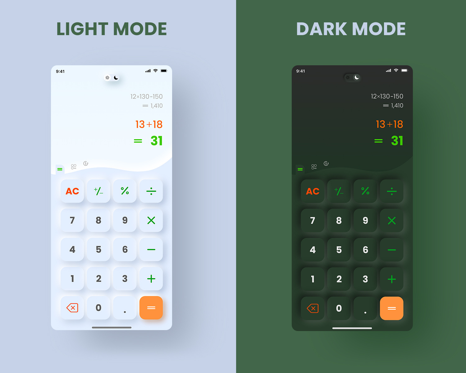 Example of Neomorphism Calculator App UI (Daily UI #004)