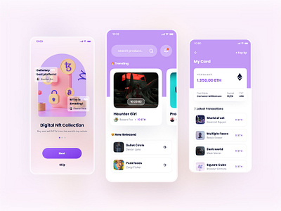 NFT Marketplace- Mobile app📱🤘 android app clean digitalart ios mobileapp nft nftmarketplace user interface
