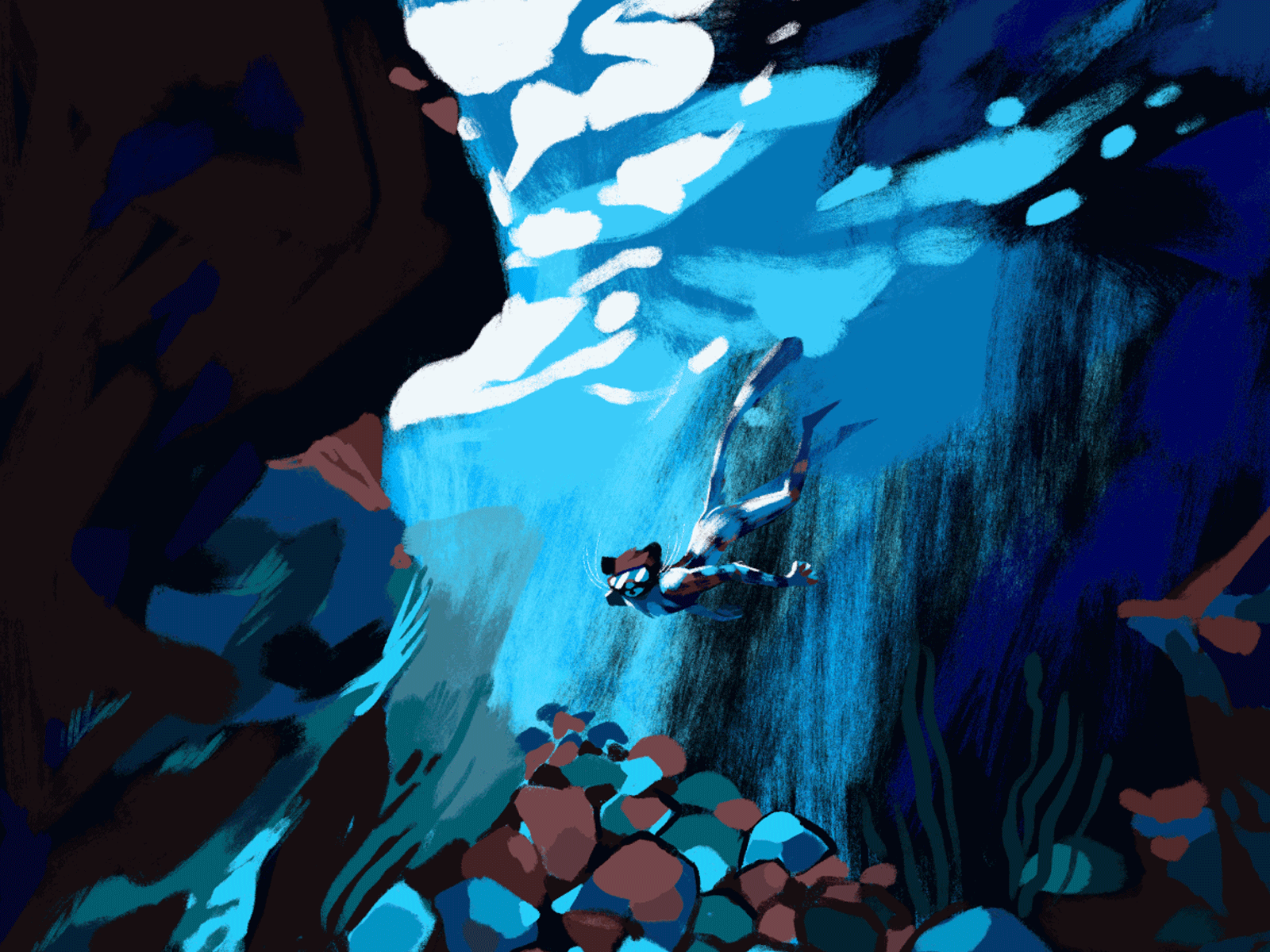 tiger challenge #9 — underwater tiger animation illustration procreate procreate animation tiger underwater