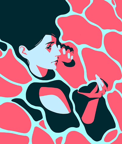 Instagram beach drawing ebb facebook finger flat flow illustration instagram lake love ocean river sea shallow sns water wave woman