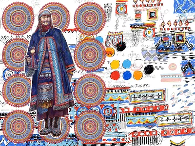 Evenki. Traditional costume. design ethnic folk grandma grandmother illustration mandala mandalaart ornament ornamental pattern print tradition trxtile