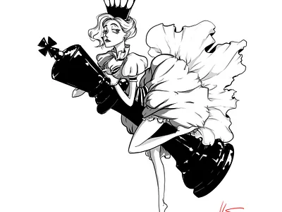 The Queen's Gambit artwork bethharmon blackandwhite cartoon illustration characterdesign graphic design illustration netflix original art the queens gambit