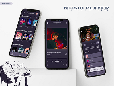 Music Player UI Screen - DailyUI 009 app design dailyui009 mobile app design mobile app ui design mobile ui design music app design music app ui music player music ui music website product app design ui