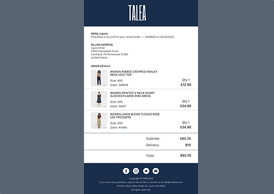 #dailyUI - day 17 Email Receipt dailyui email figma order receipt