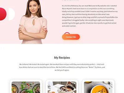 Food blog website animation landign page ui web design website