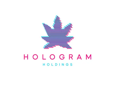 HOLOGRAM Holdings black cannabis cbd design glitch hash hologram industry leaf logo logotype minimal pot sign thc weed white
