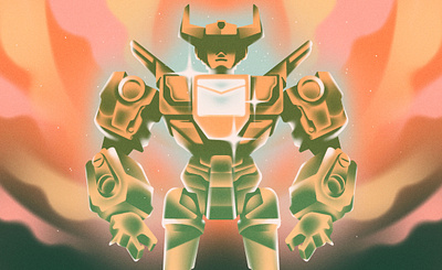 Shopify Summit 2022 // 1 character grain illustration magical pallette procreate robot shopify sunrise sunset voltron