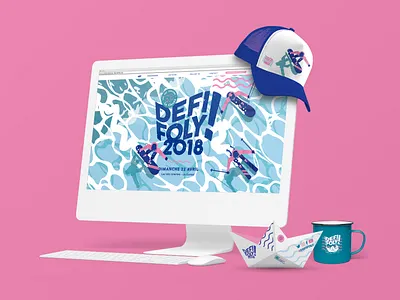 Défi Foly Website + Goodies art direction branding corporate identity graphic design graphiste freelance home page illustration logo ski snowboard water slide web design