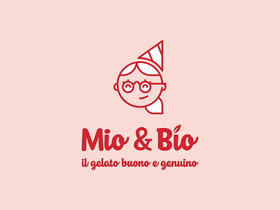 Mio & Bio - organic ice cream store - logo proposal bio branding gelato graphic design ice ice cream illustration italia italy logo logo design logobranding mascot organic organic food organic logo pink red trento