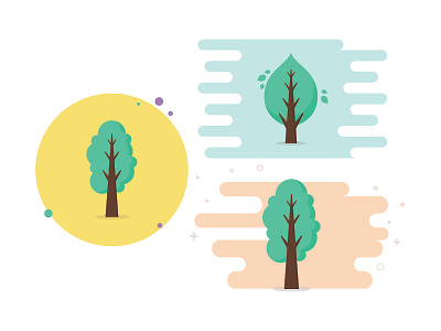 Tree Icon Design Cute color