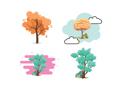 Tree Graphic Icon Set Cute color