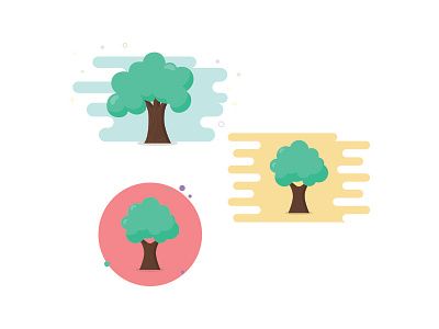 Tree Icon Design Set Beautiful color