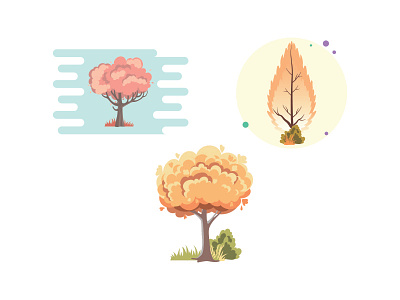 Tree Vector Icon Set Beauty color