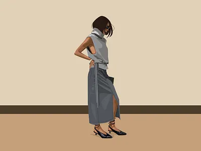 Beautiful woman art beige brown fashion illustration model outfit style vector woman