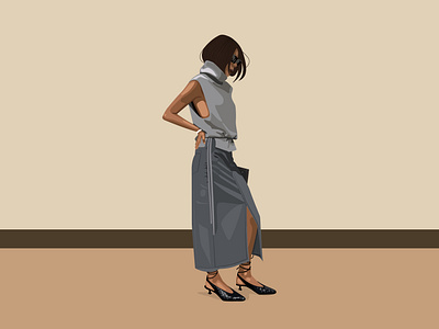 Beautiful woman art beige brown fashion illustration model outfit style vector woman