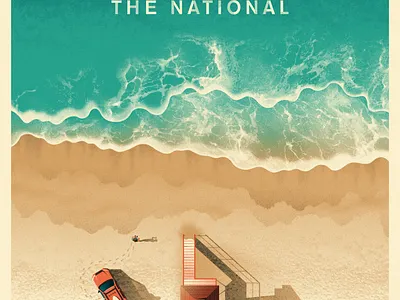 The National Greek Theatre L.A. Poster beach dan kuhlken dkng dkng studios illustration lifeguard los angeles nathan goldman ocean poster screen print silkscreen stingray texture the national vector