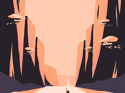 36 Days of Type U 36 days of type 36daysoftype 36dot boat canyon cliffs desert gorge house illustration landscape nature park retro river rocks sail stream u water