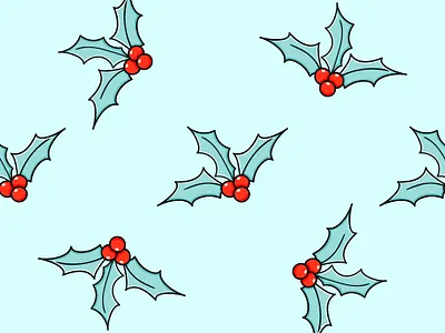 Holly branches vector seamless pattern merry christmas