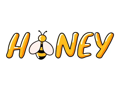 Honey text doodle lettering vector illustration beehive business